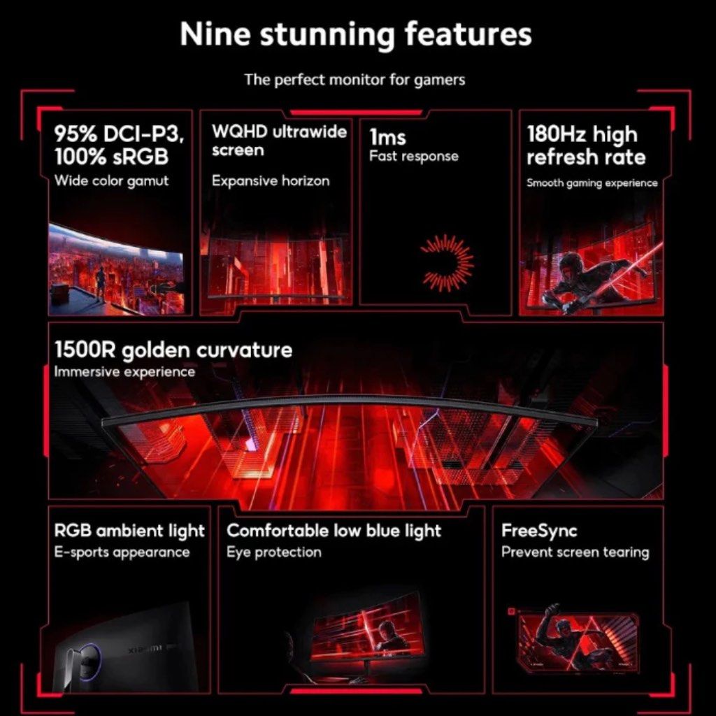😱 1 HOUR DELIVERY 6.6 PROMOTION!! Brand New Xiaomi 22"/23.8"/27"/34” Desktop Gaming Monitor Curved High Refresh Rate High Definition High Response Rate62863085113474111