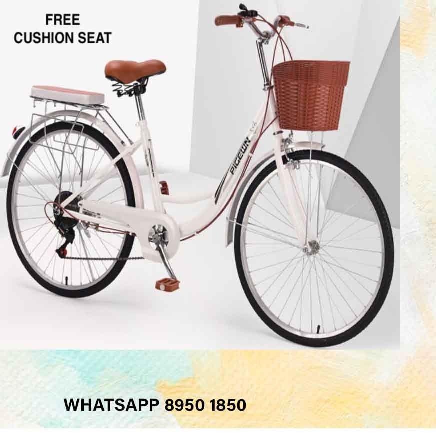 26 Ladies bike Vintage Bicycle With Basket Can add bicycle child seat Lady bicycle Women 7 speed 27.5 baby children food delivery child lady mesh