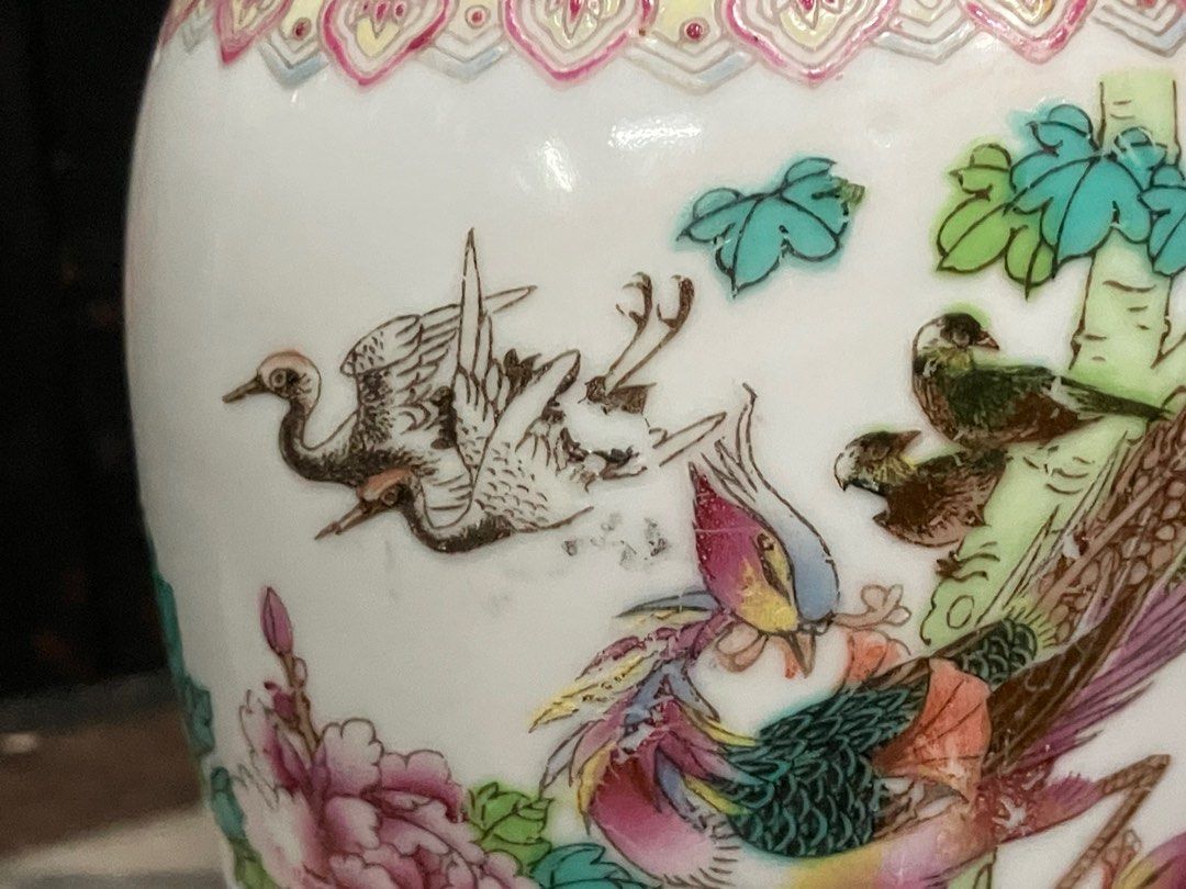 中国美術 古玩 米黄釉堆白花鳥花瓶 景德鎭製 中国粉彩鸟花瓶| 景德镇乾隆款1960-80年代– Diddenantiques