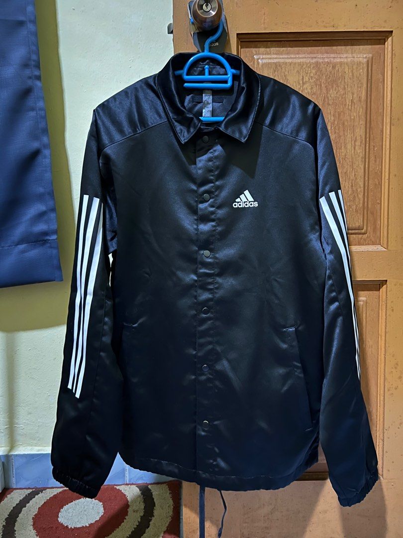 Adidas satin coach jacket store