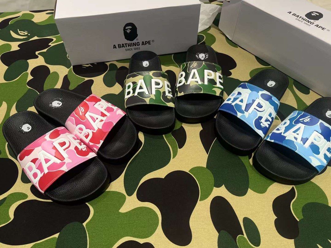 BAPE ABC CAMO SLIDE SANDALS, Men's Fashion, Footwear, Flipflops