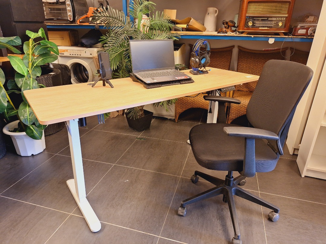 Beech Wood Motorized Standing/Sitting Gaming Desk | Meja Permainan ...