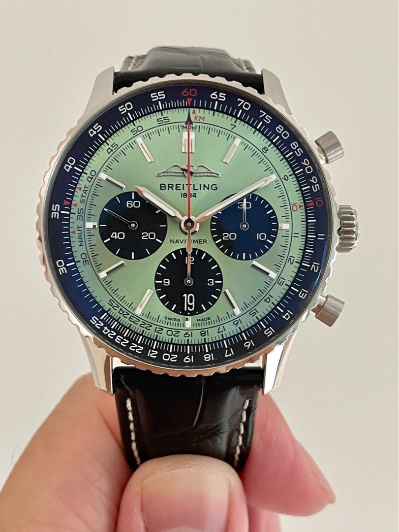 Breitling Navitimer 43mm green anniversary boutique edition Luxury Watches on Carousell