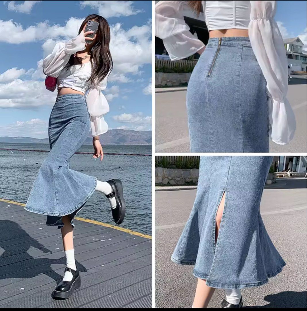 Maxi Skirt Denim Wrap Skirt Diy Denim Maxi Skirt Denim Wrap Skirt - Main Image