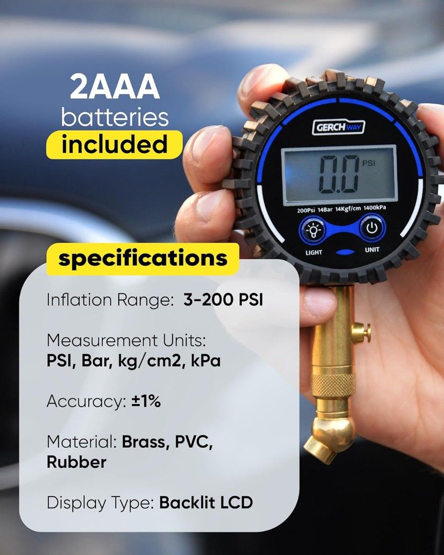 Digital Tire Pressure Gauge for Cars Accurate Air Pressure Gauge for