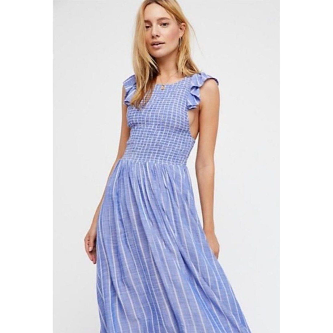 Free people butterflies chambray midi dress on sale