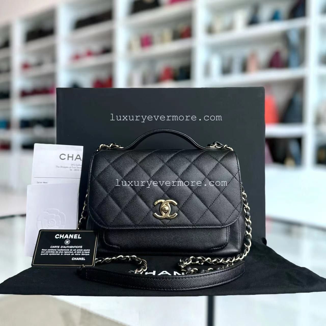Full Set with Receipt Chanel Caviar Business Affinity Medium Quilted Calfskin Black Silver Hardware Series 26 Luxury Bags Wallets on Carousell