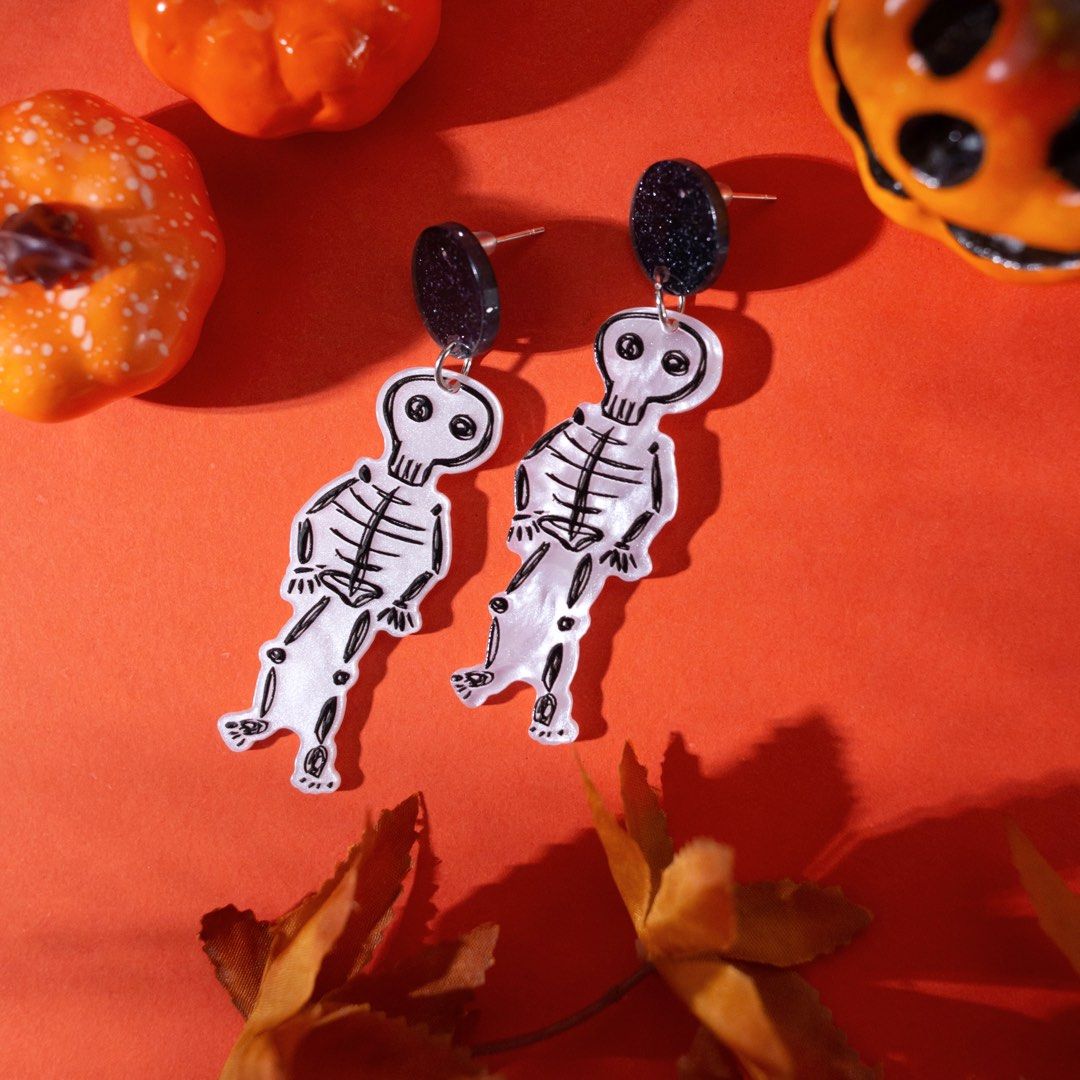 HALLOWEEN Skeleton Earrings Women s Fashion Jewelry Organisers Earrings on Carousell