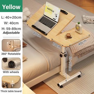 Adjustable Height Table Simple Wood Color Foldable Side Table Bedside ...