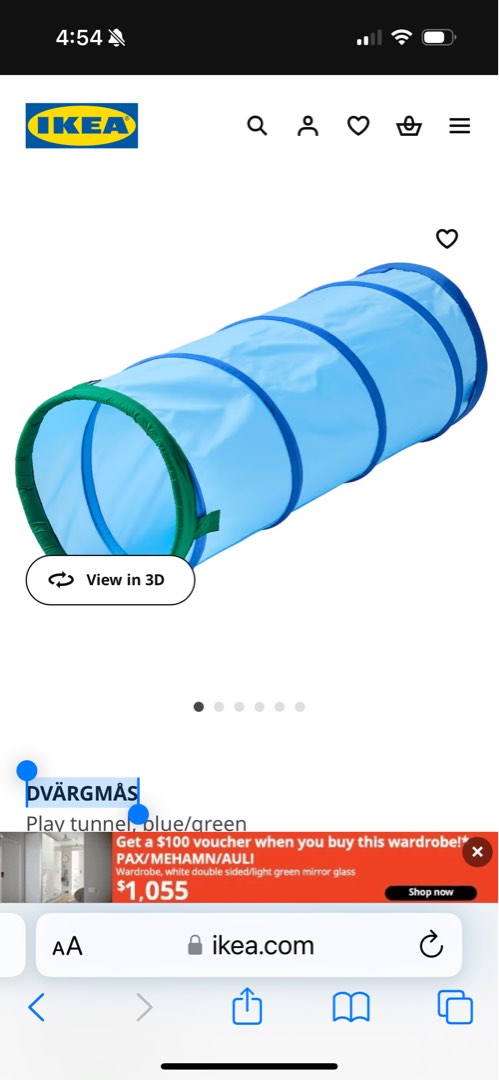 IKEA play tunnel DVÄRGMÅS, Babies Kids, Infant Playtime on Carousell