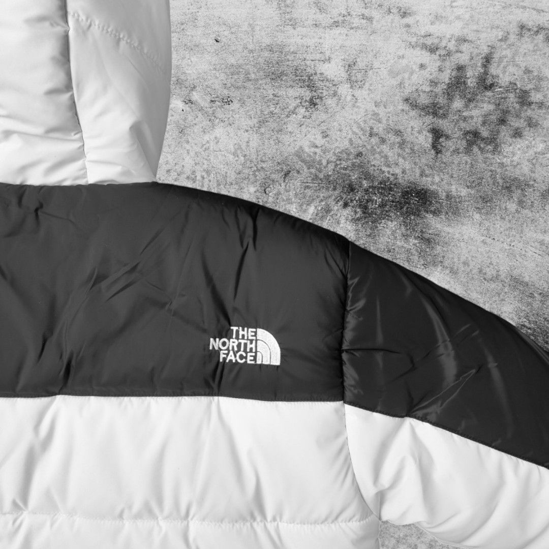 Jaket Puffer The North Face TNF Hitam Putih, Fesyen Pria, Pakaian