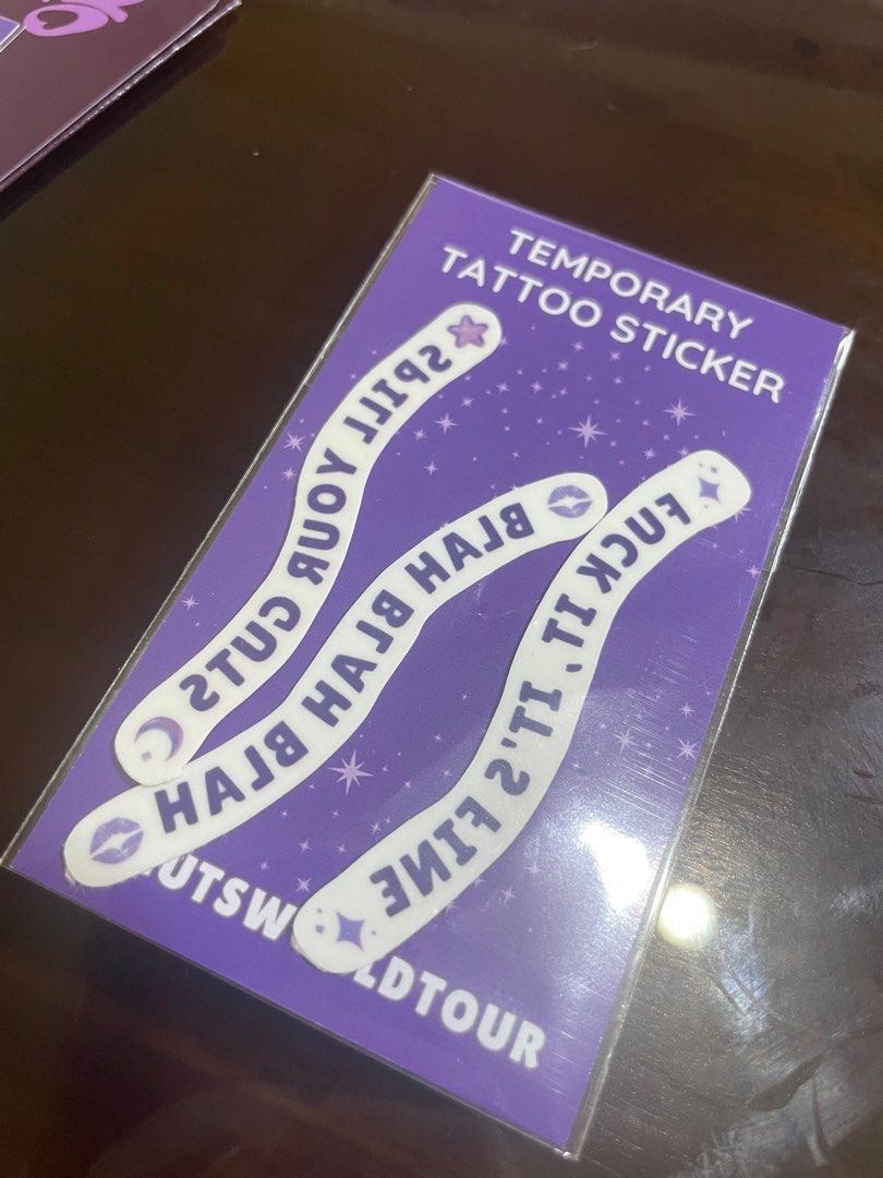 Olivia Rodrigo GUTS Lyric Tattoo Set (Category: Western Merchandise) located in Manila. Submitted by stefandraboutique (Listing ID 1326553987, Image 2). Description: extra one, perf for GUTS Tour Manila! .