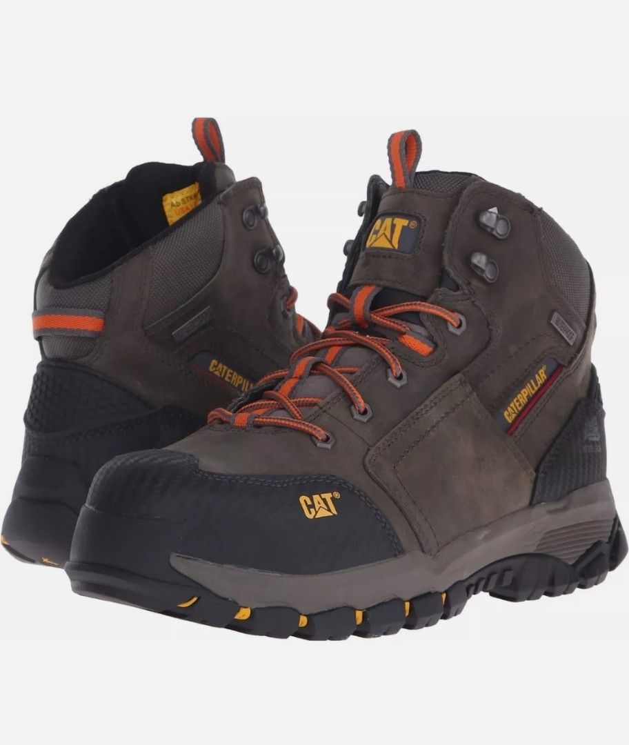Promotion Ready Stock Caterpillar P90613 Navigator Mid WP Industrial Grey Nubuck Waterproof Steel Toe Safety Boot