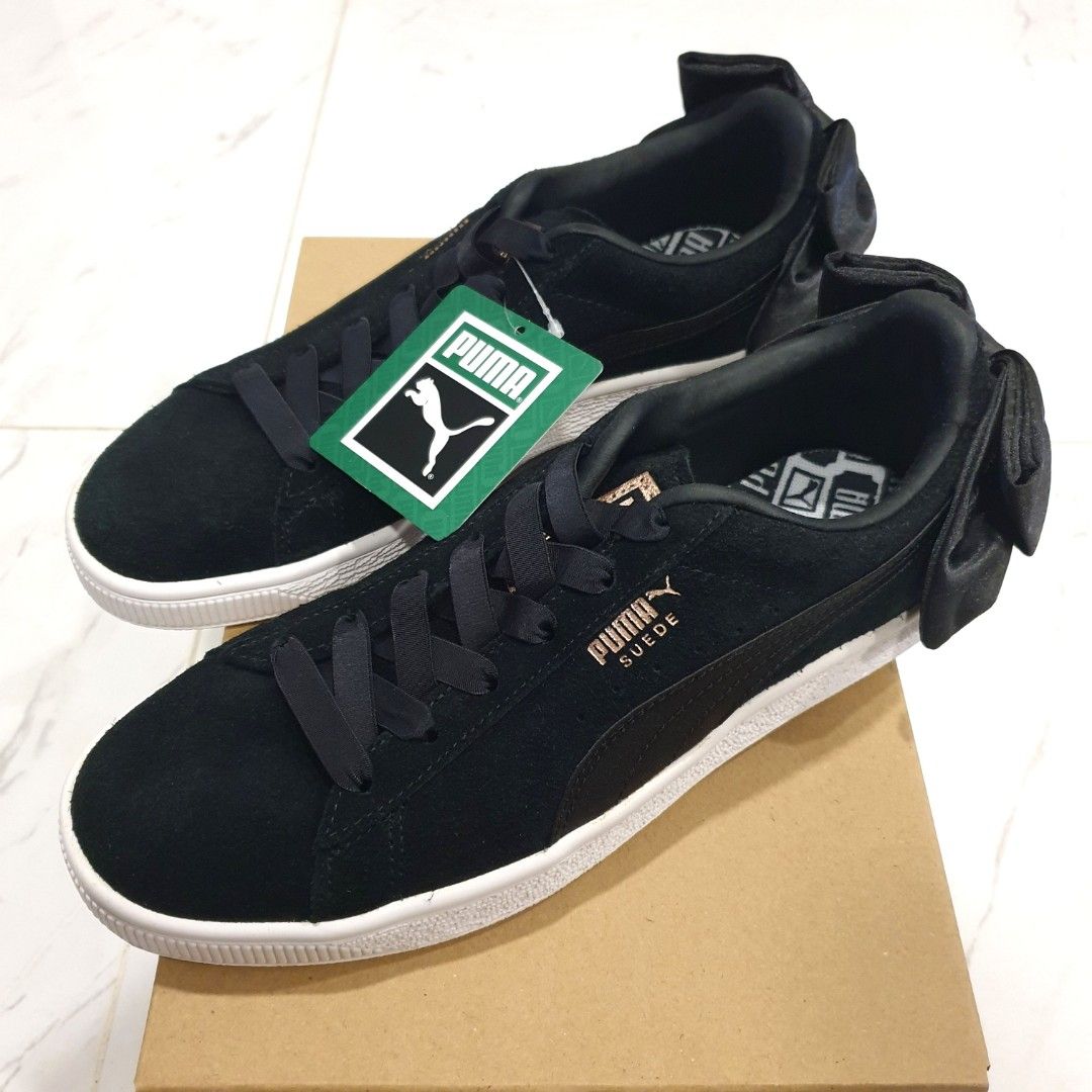 Puma black shoes bow outlet