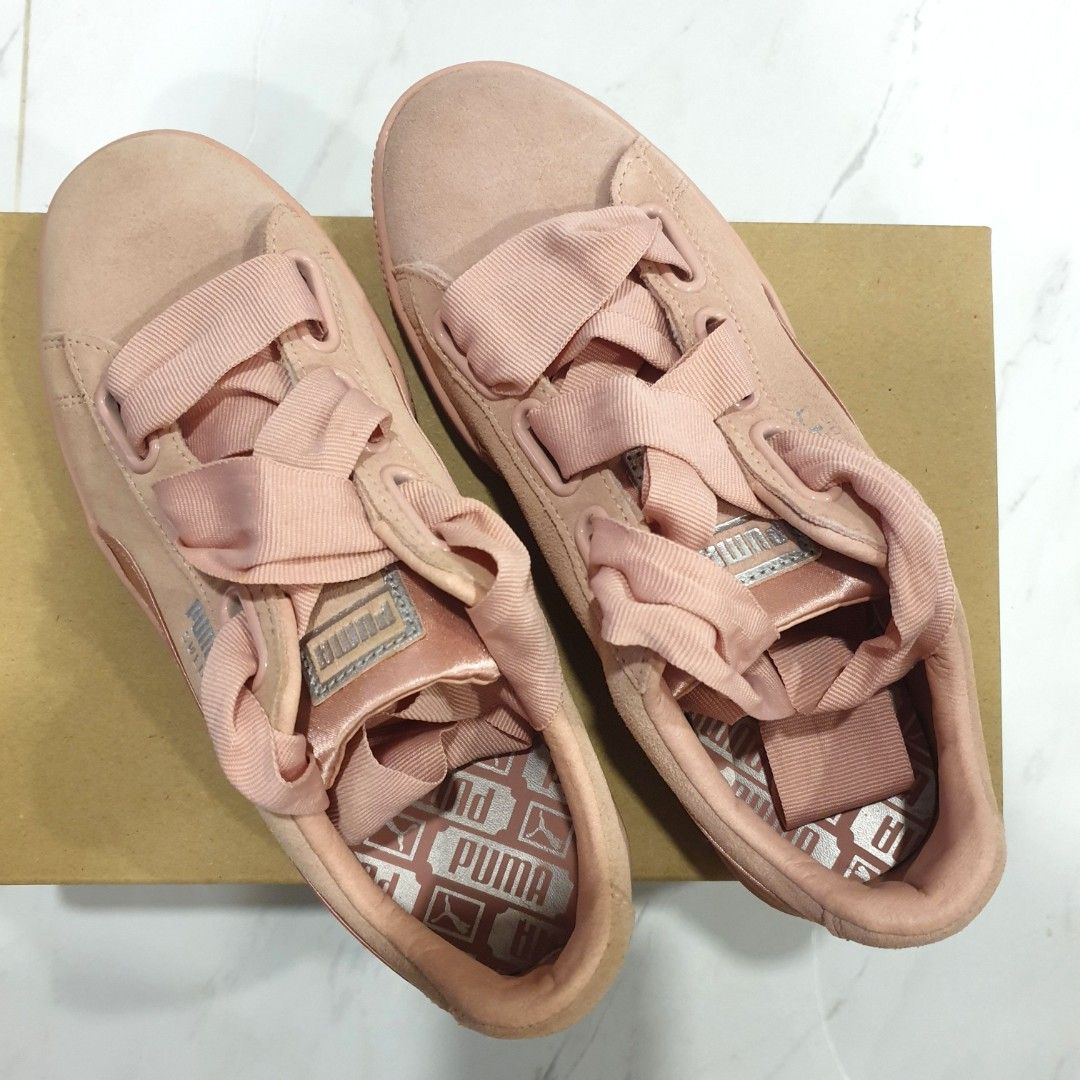 Pink puma ribbon shoes discount