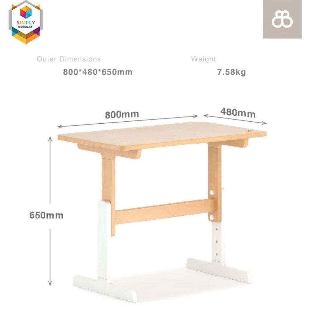 Boori Kids Study Table and Chair (Category: Tables & Sets) located in Manila. Submitted by chedoc (Listing ID 1326601593, Image 1). Description: Simply Modular Boori Kids Study Table and Chair Made of real wood: Birchwood Height adjustable, can grow with your kid No Box, has a few paint peels and pen marks.