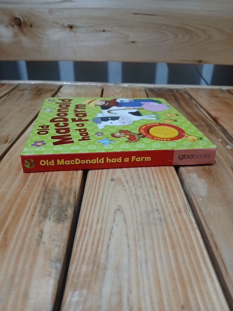 Soundbook •Old Mcdonald had a Farm (Category: Children's Books) located in Manila. Submitted by dories12d57986 (Listing ID 1326645481, Image 3). Description: •Boardbook/soundbook •On & off sound *As is , baka need change battery ..