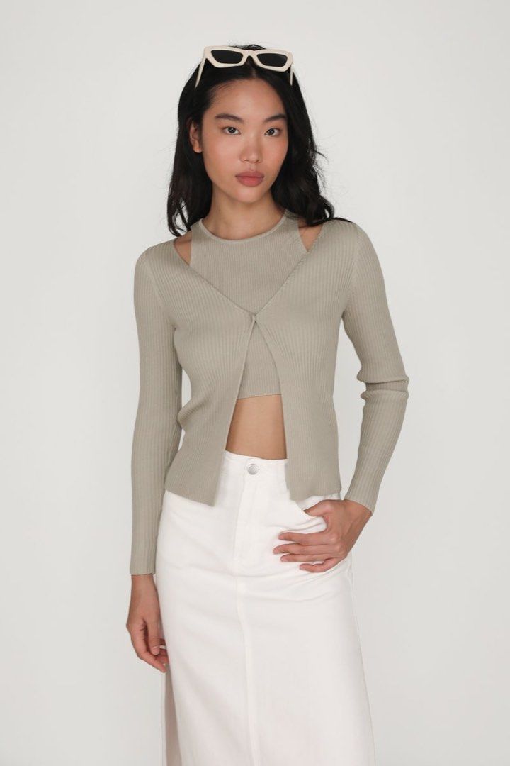 Tinsel Rack Bruno Knit Cardigan (Latte), Women's Fashion, Tops