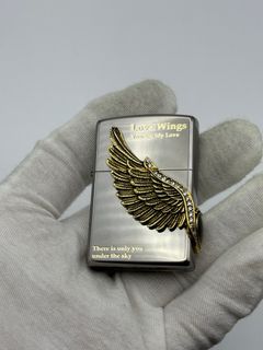 Zippo「黑冰韓版愛神之翼」防風煤油黃銅打火機節日禮物64205028323841110