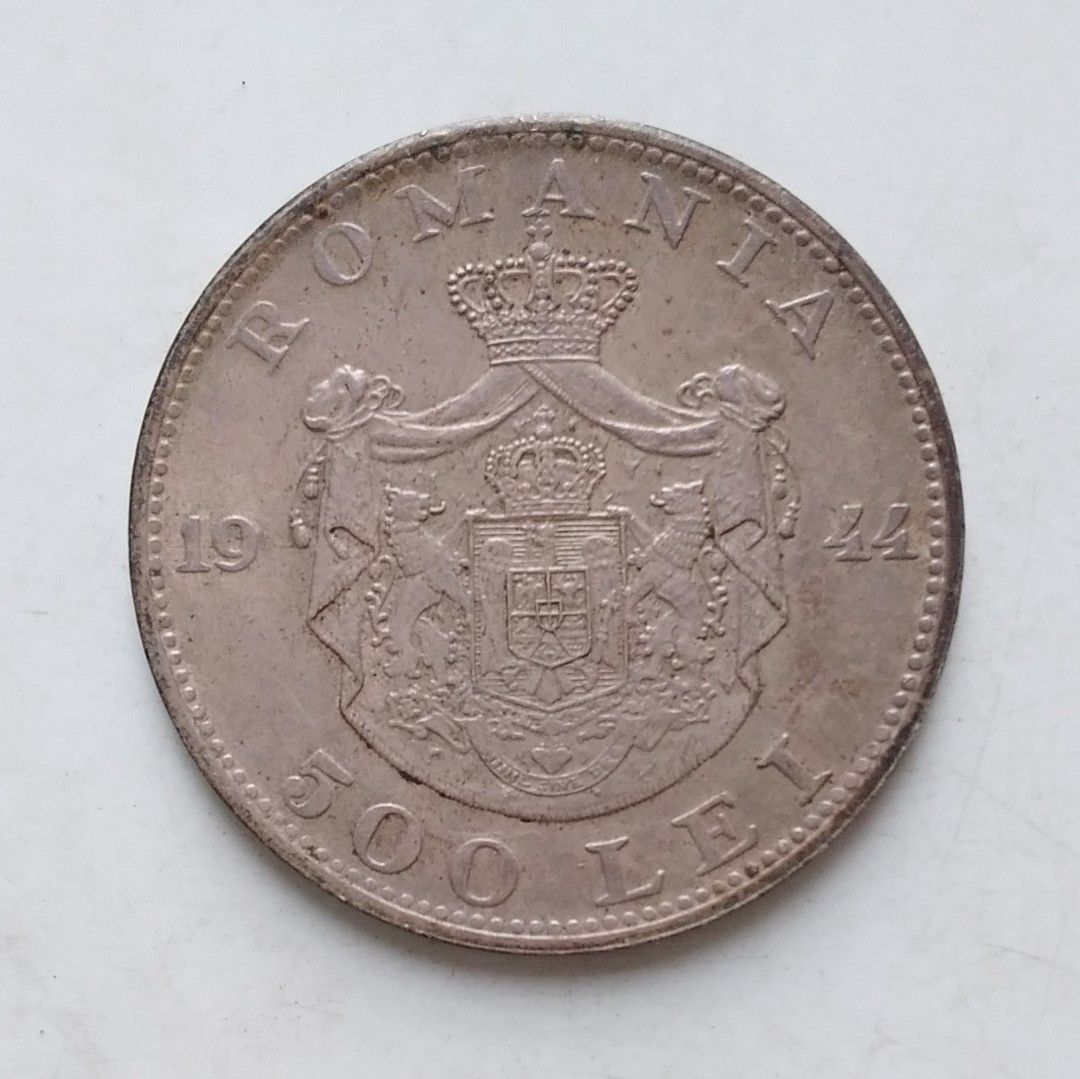1944年羅馬尼亞王國500羅伊(Lei)流通銀幣-布加勒斯特鑄造＊, 興趣及遊戲, 收藏品及紀念品, 錢幣- Carousell