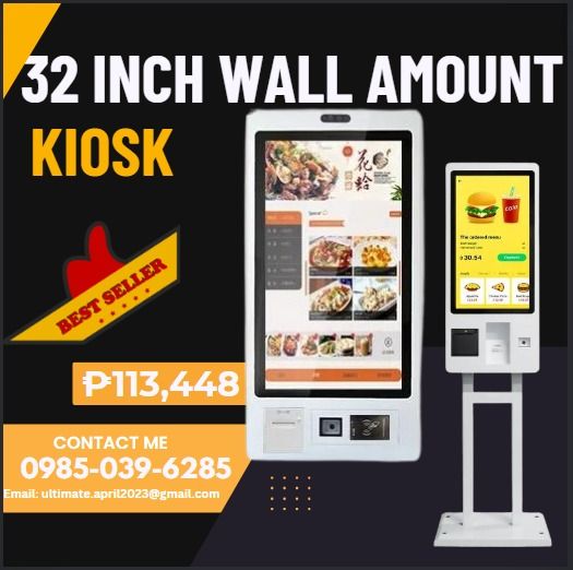 32 Inch Wall Mount Touch Screen Fast Food Ordering KIOSK Self Service ...