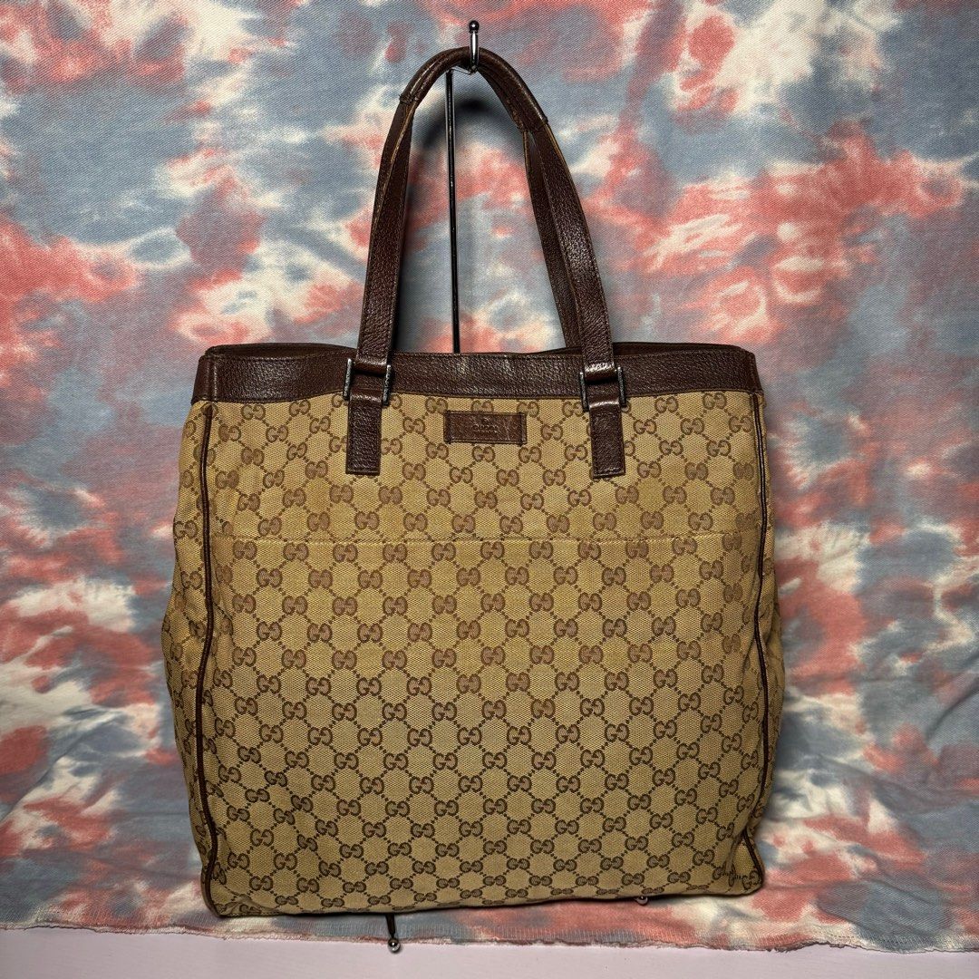 90 new vintage Gucci GG monogram Canvas tote bag brown beige Gucci