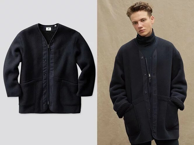 Uniqlo fleece collarless jacket cheap