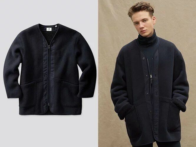 Uniqlo fleece collarless jacket cheap