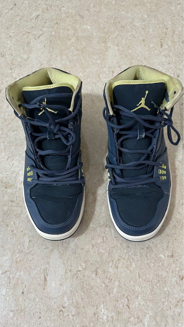 Air Jordan Nike basketball shoes Blue Navy Yellow 44.5
