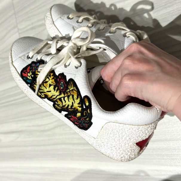 ASH designer Niagra Genuine Leather Embroidered White Sneakers 37