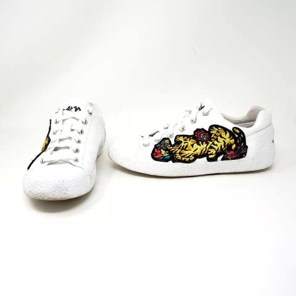 ASH designer Niagra Genuine Leather Embroidered White Sneakers 37