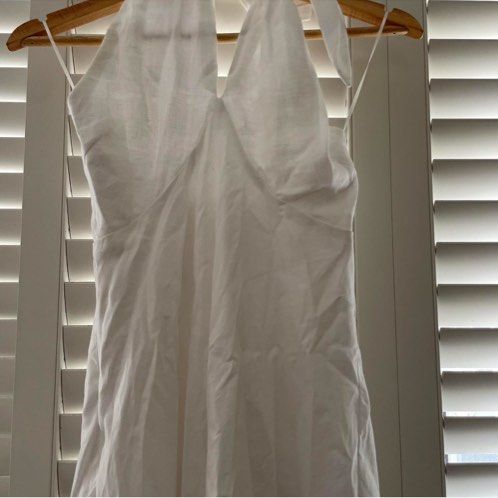 slim fit dress slacks HALLIE WHITE LINEN HALTER TOP  DISSH