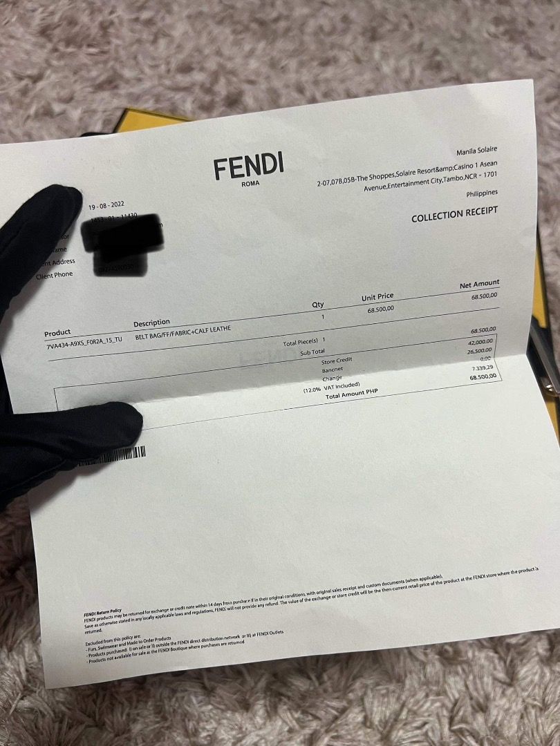 Complete FENDI (Category: Luxury Bags & Wallets) located in Quezon City. Submitted by hellopatchi (Listing ID 1326665751, Image 3). Description: Good as new fendi complete with receipt ( bought for 68.5k ) .