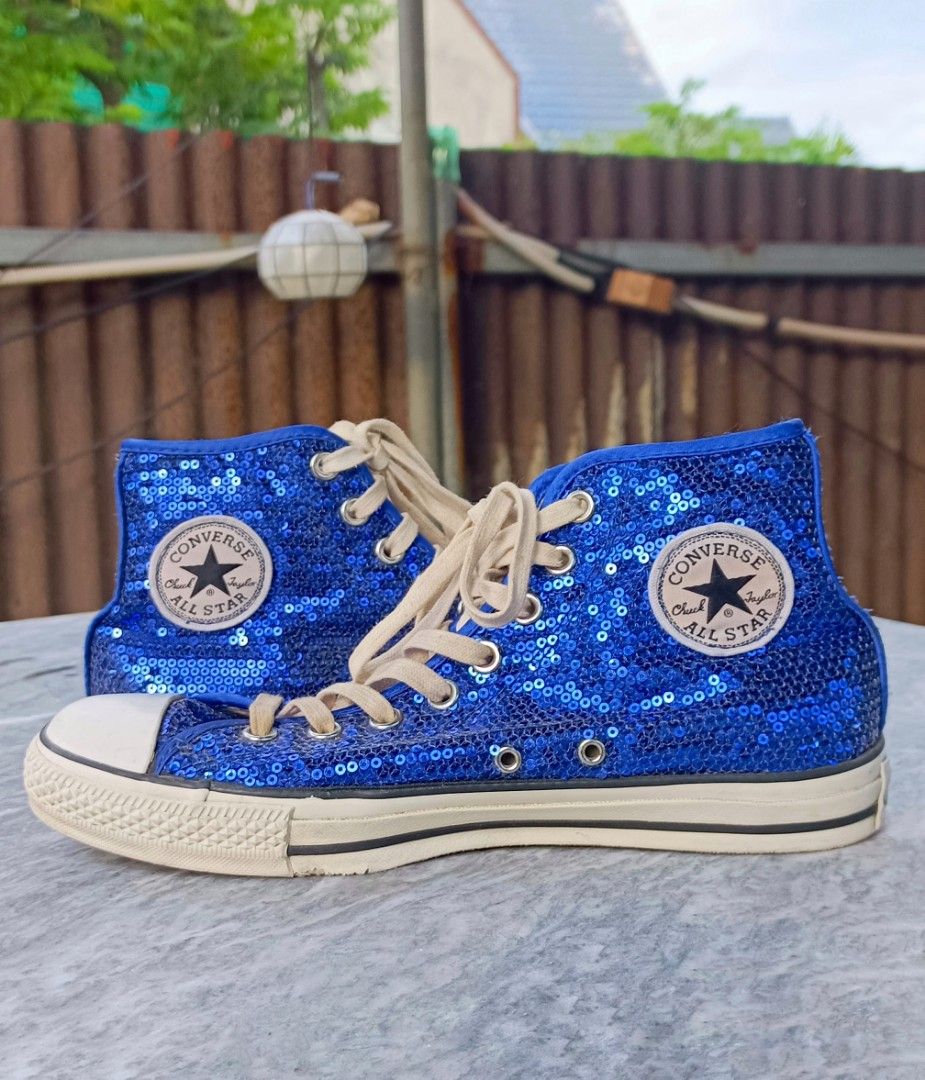 Converse Chuck Taylor All Star High Top Sneakers Blue Sequins Unisex Women s Fashion Footwear Sneakers on Carousell