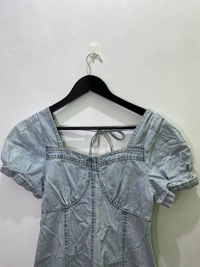 Denim Puff Dress (Category: Dresses) located in Imus. Submitted by declutterbycad (Listing ID 1326842338, Image 2). Description: Soft Denim S-Med Mop:Gcash/Maya.