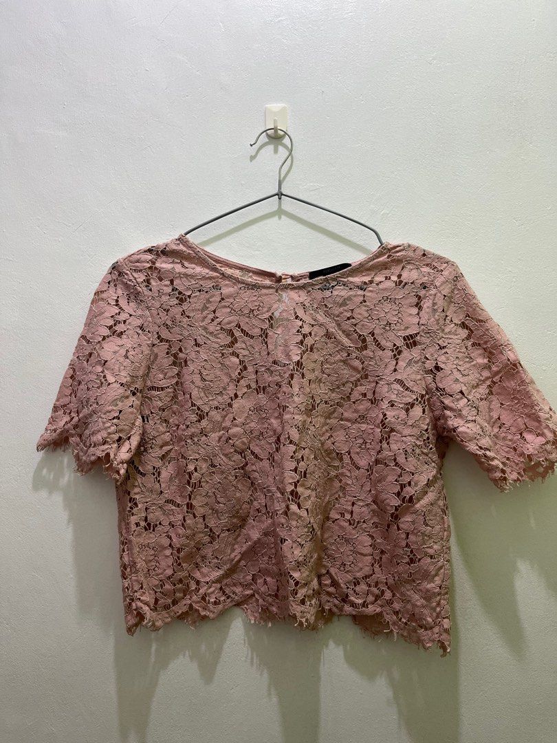 Forever 21 Pink Lace Top (Category: Blouses) located in Imus. Submitted by declutterbycad (Listing ID 1326842302, Image 1). Description: Crop top S-Med Mop:Gcash/Maya.