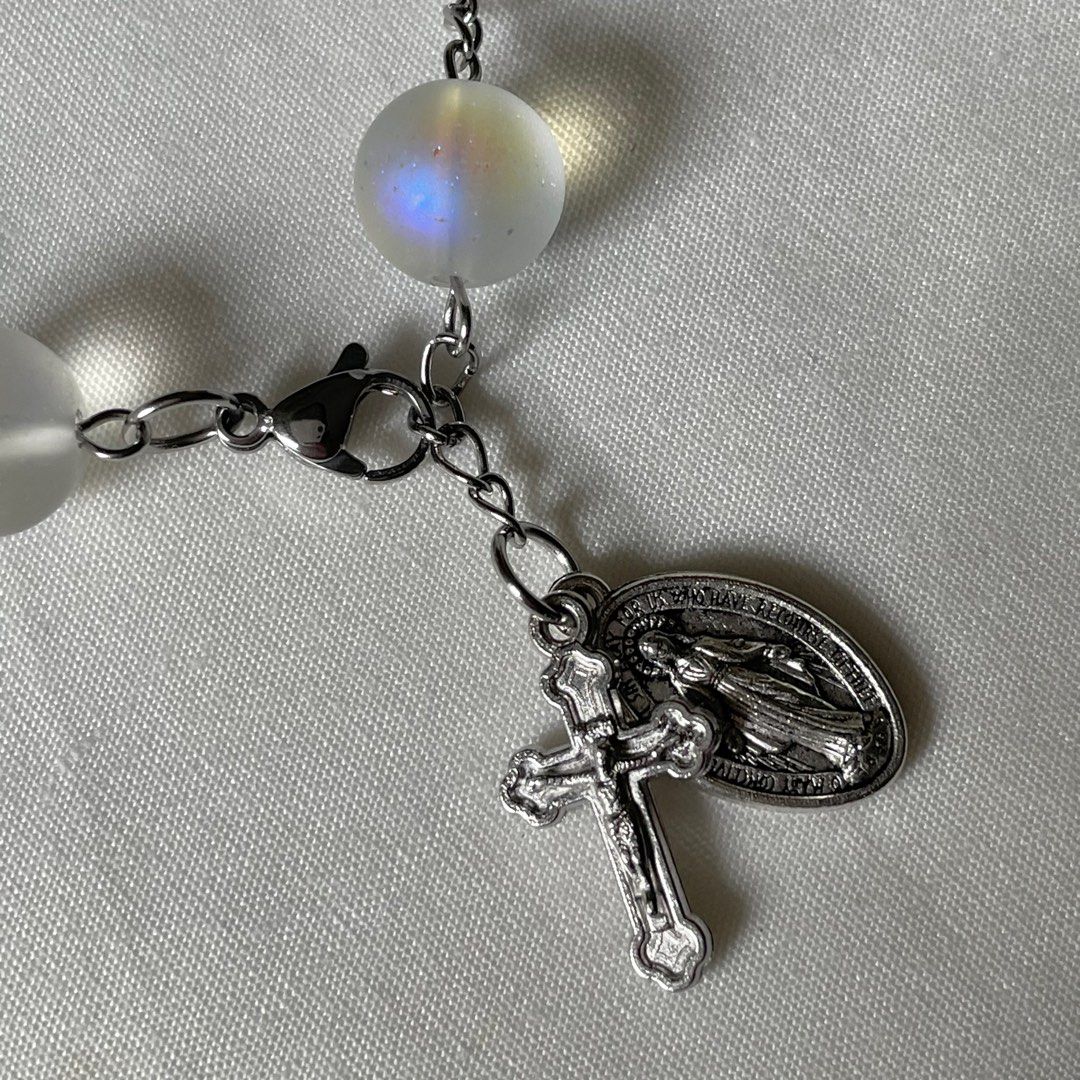 Frosted Glass Beads Catholic Rosary Bracelet Women s Fashion Jewelry Organisers Bracelets on Carousell