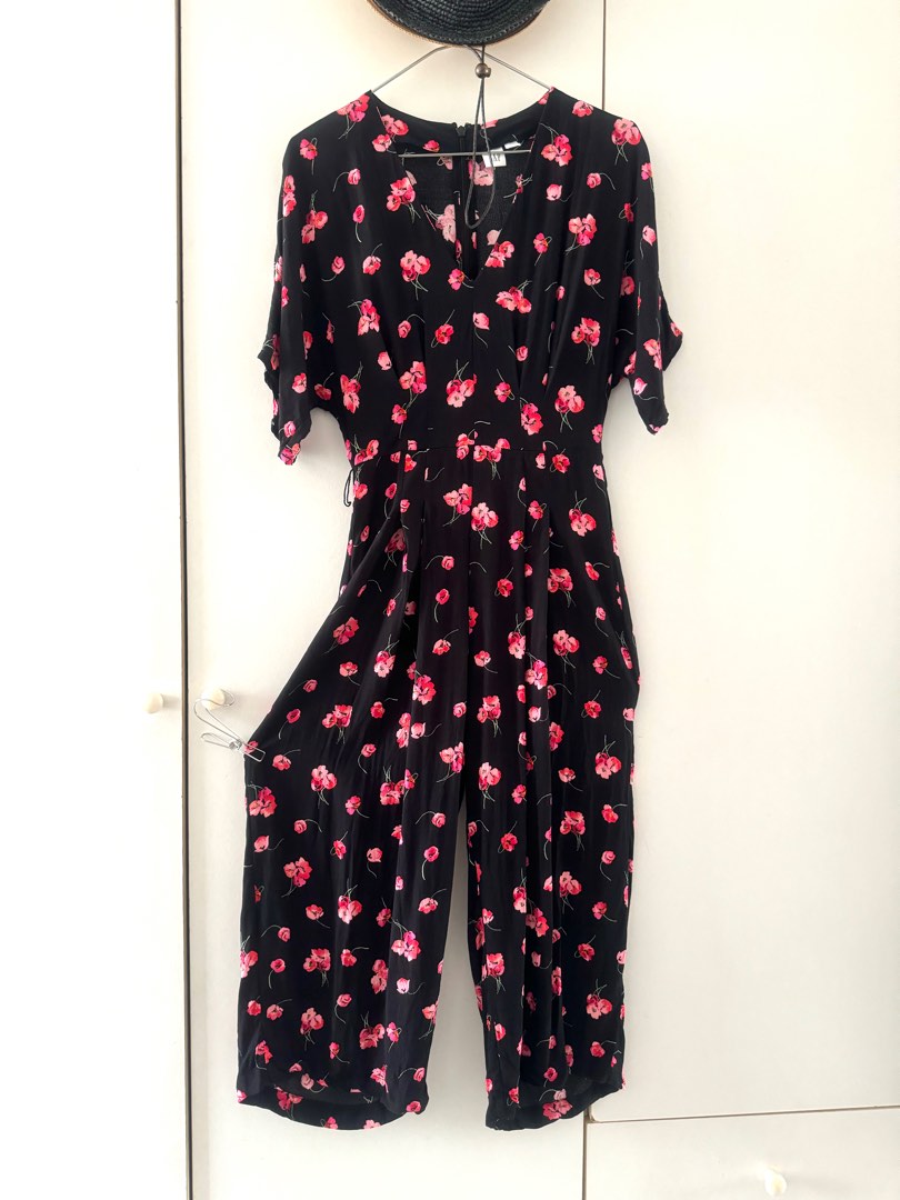 Gap Black Floral Jumpsuit