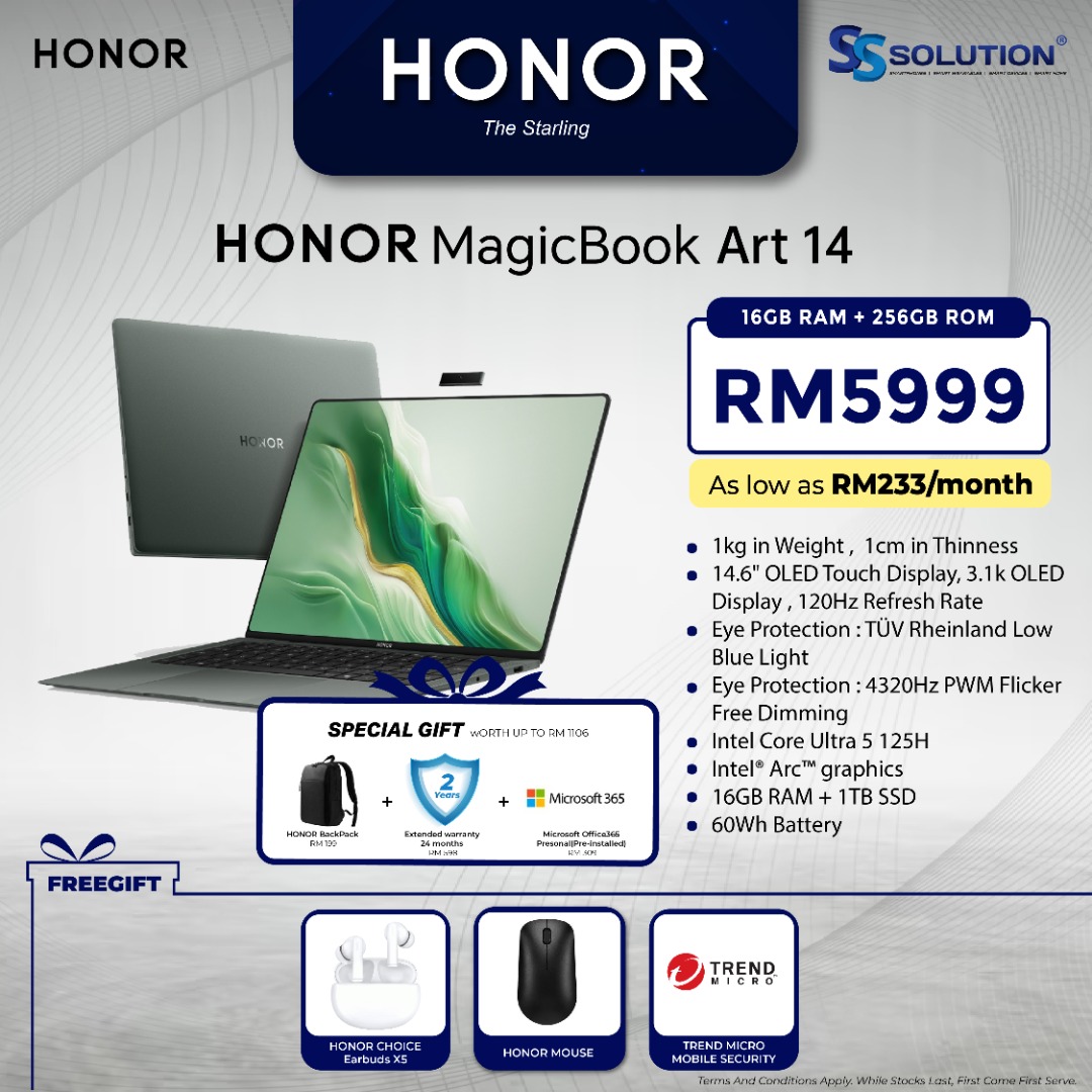 HONOR MAGICBOOK ART 14 16GB+256GB, Computers & Tech, Laptops ...