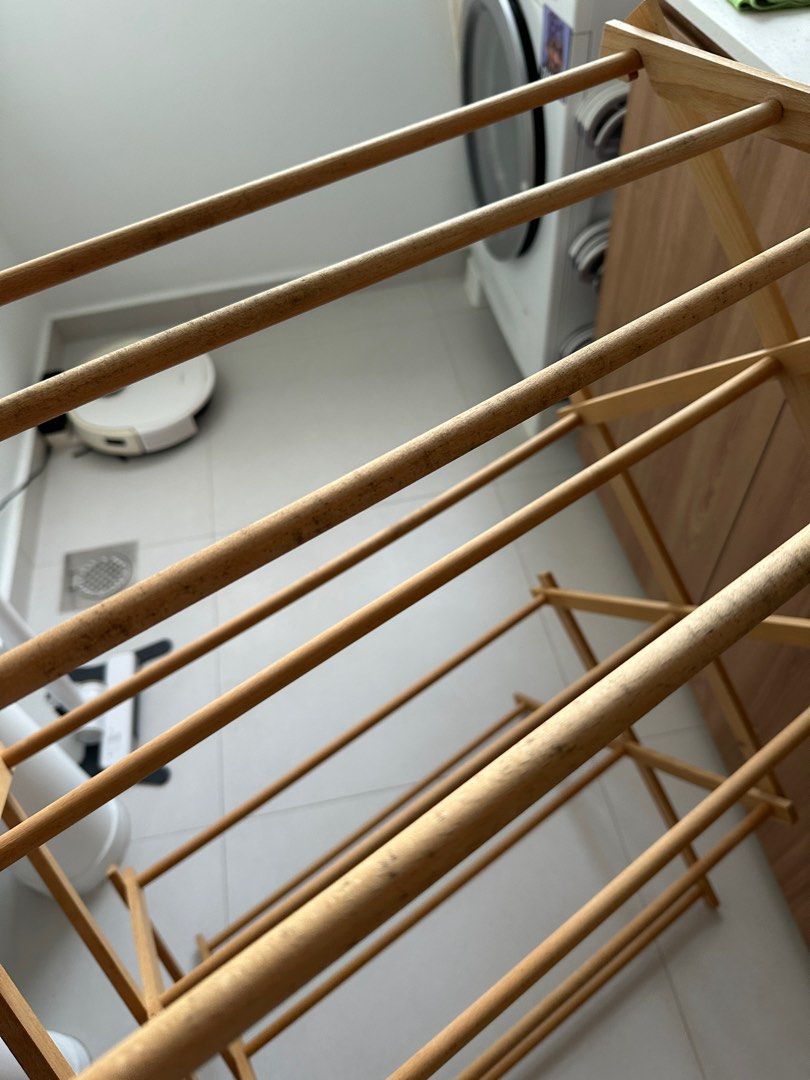 Ikea wooden clothes drying rack new arrivals