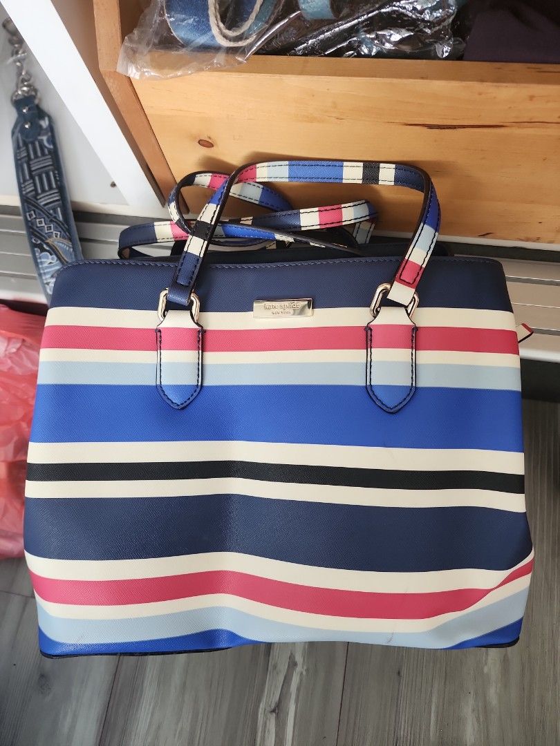 Kate Spade Blue White Red Stripes Bag