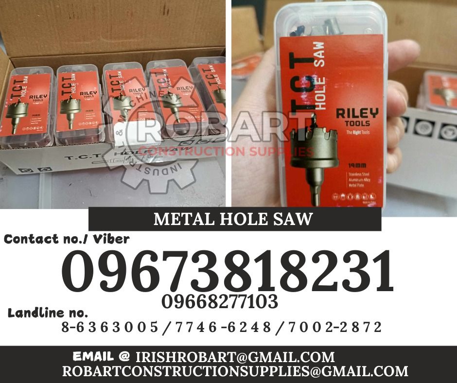 metal hole saw (Category: Construction Tools & Equipment) located in Manila. Submitted by irishrobart_22 (Listing ID 1326673783, Image 1). Description: metal hole saw brand: riley 12mm SEND US MESSAGE FOR INQUIRIES ‼️‼️ LOOK FOR IRISH ROBART VBR : 0 9 6 7 3 8 1 8 2 3 1/ 0 9 6 7 3 8 1 8 2 3 4 LANDLINE 8-6 3 6 3 0 0 5 / 7 7 4 6 -6 2 4 / 7 0 0 2-2 8 7 2 GMAIL: I R I S H R O B A R T @ G M A I L . C O M Office Address: 1405 Yuseco St. Sta Cruz Manila 