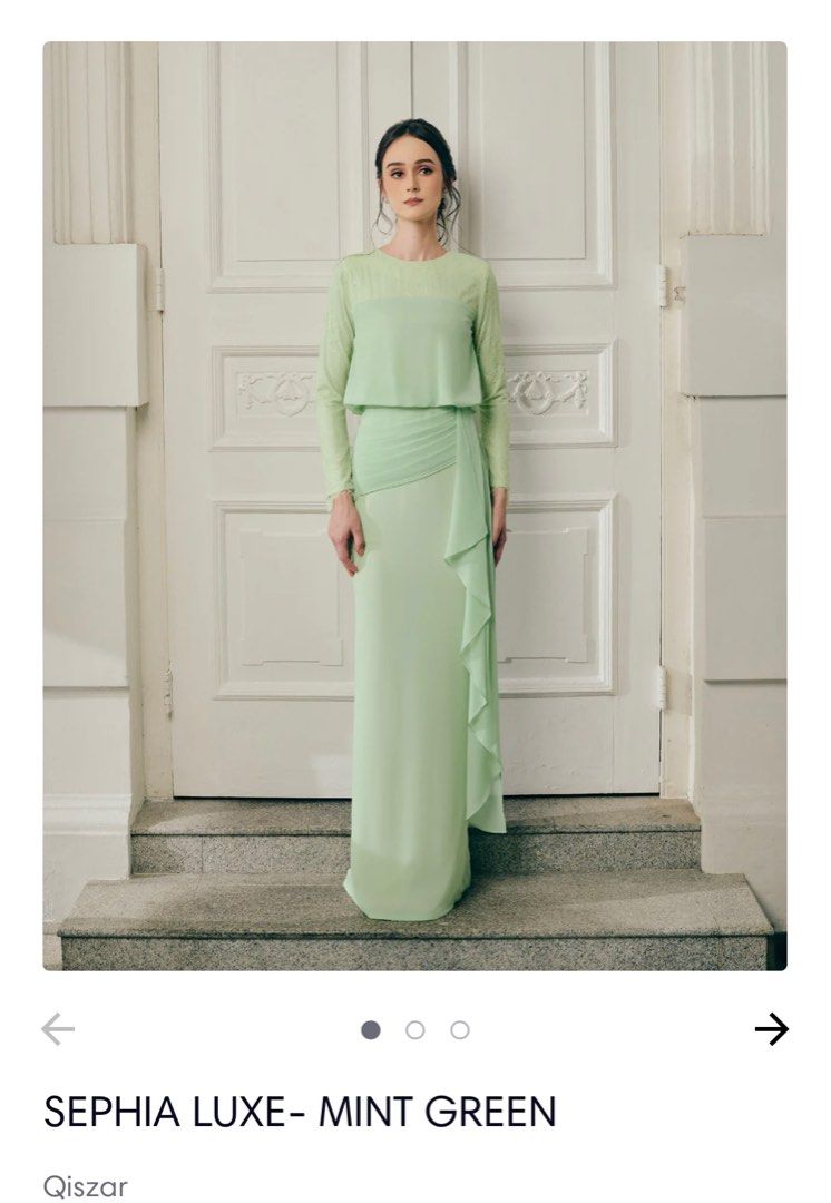 mint green dress muslimah Isabella Back Tie Linen Maxi Dress Abaya 941