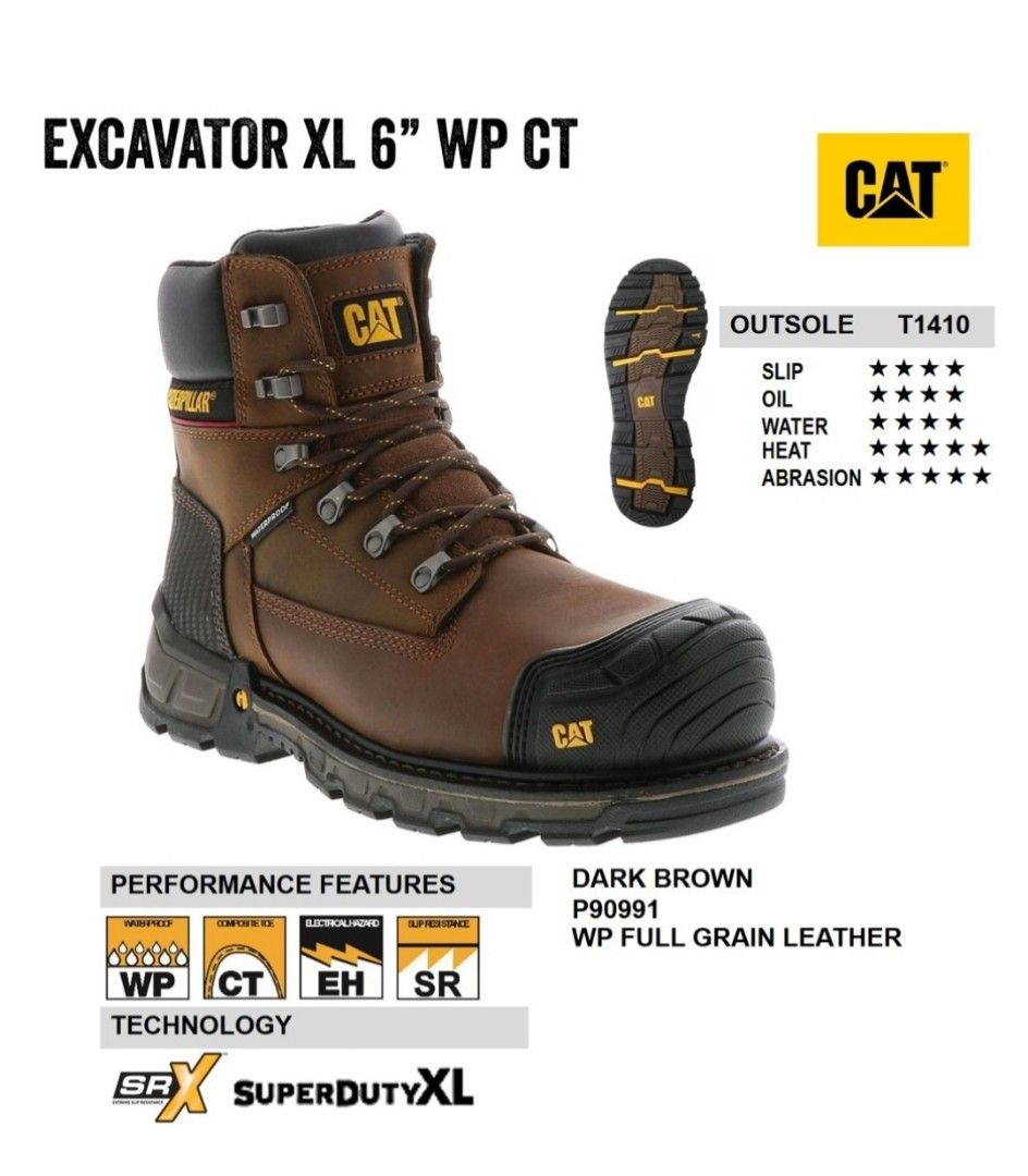 Promotion Ready Stock Caterpillar Excavator XL WP CT SR Waterproof Composite Toe Safety Boot Men s Fashion Footwear Boots on Carousell