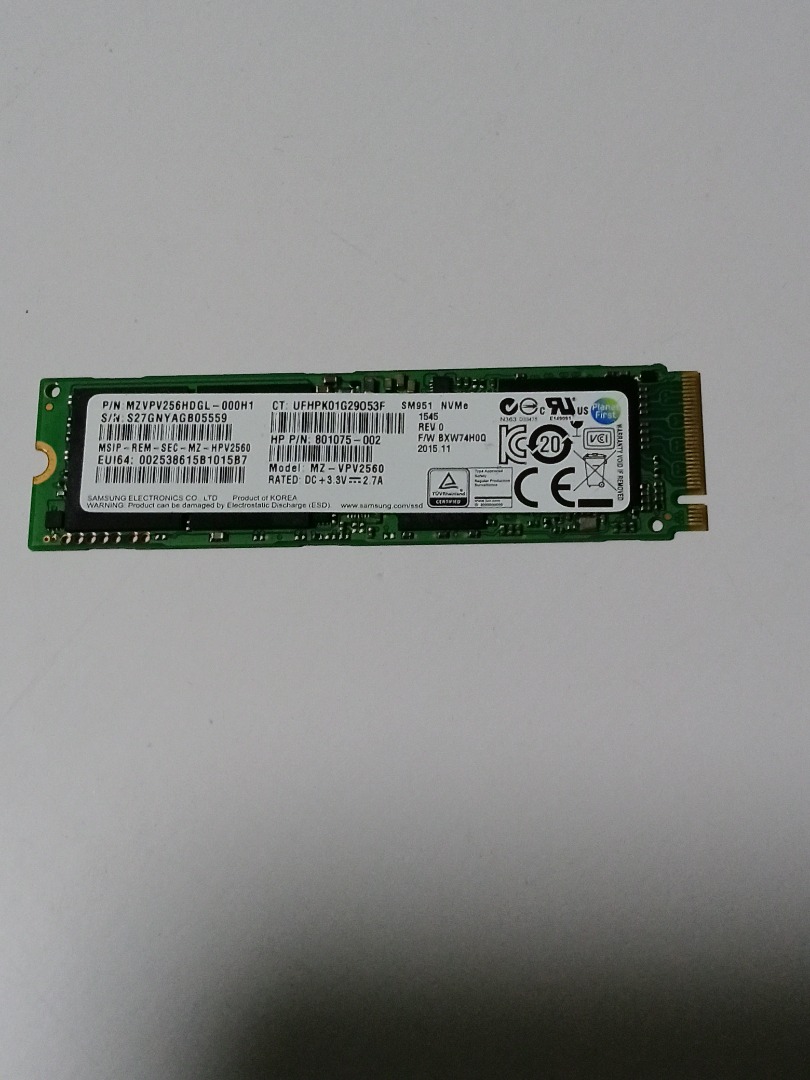 Samsung PM981 256 GB PCI Express 3.0 x4