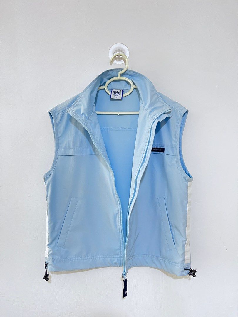 Sky Blue Champion Sleeveless Jacket Vest Windbreaker
