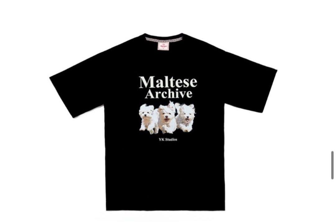 Wai Kei Maltese Archive黑色短袖狗仔T恤, 女裝, 上衣, T-shirt