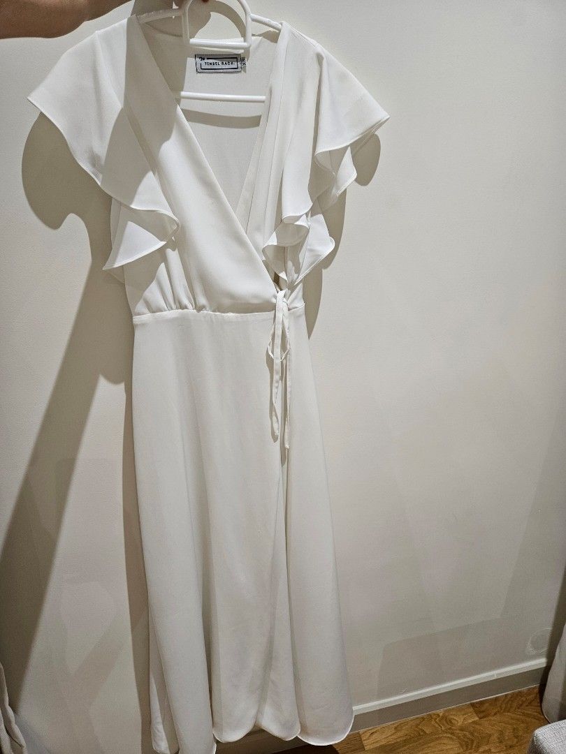 White flowy wrap dress discount