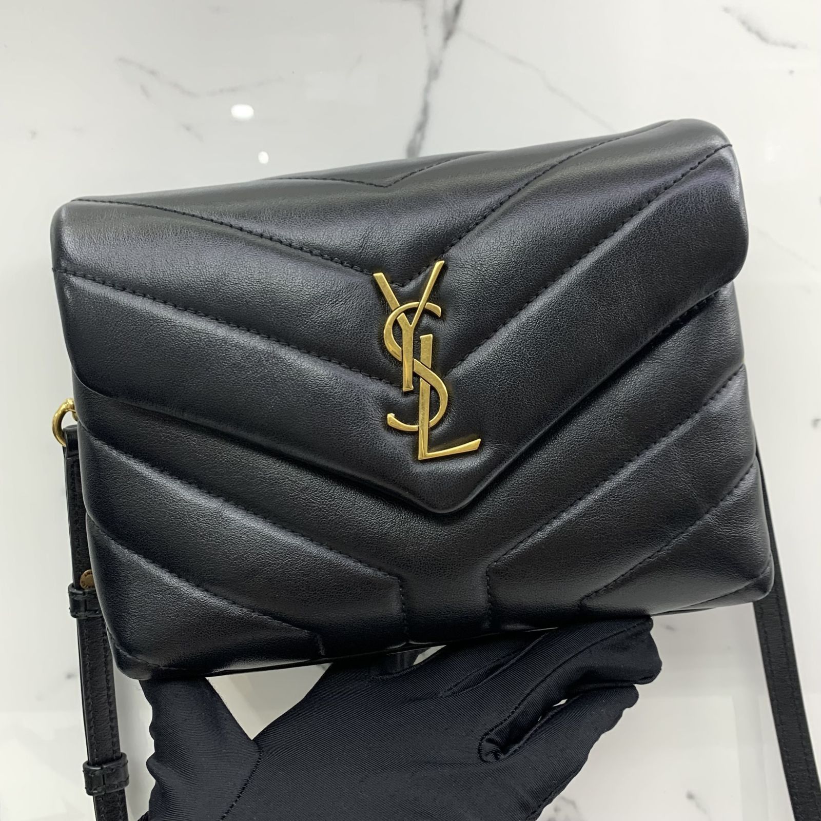 YVES SAINT LAURENT 467072 BLACK LOULOU TOY SLING SHOULDER BAG 247048145
