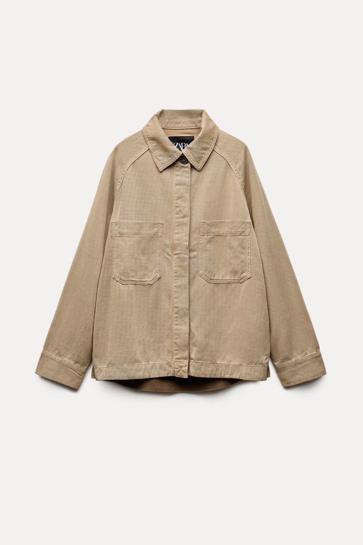 ZARA ZW Collection Oversize Overshirt with Pockets, Women's